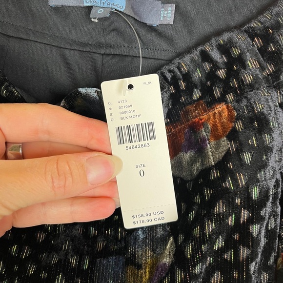 Anthropologie NWT Eva Franco Sz 0 Velvet Wide Leg Pants Black Motif Floral Glam - Picture 6 of 16